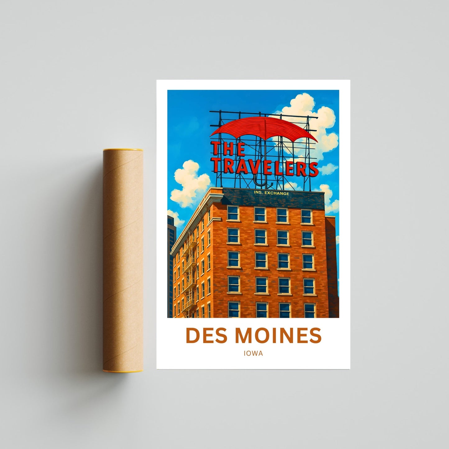 Des Moines Travel Poster - Iconic Landmark Sign