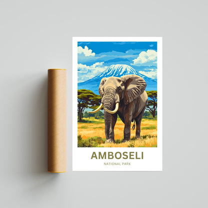 Amboseli National Park Travel Poster  - Craig, Icon of the African Summit
