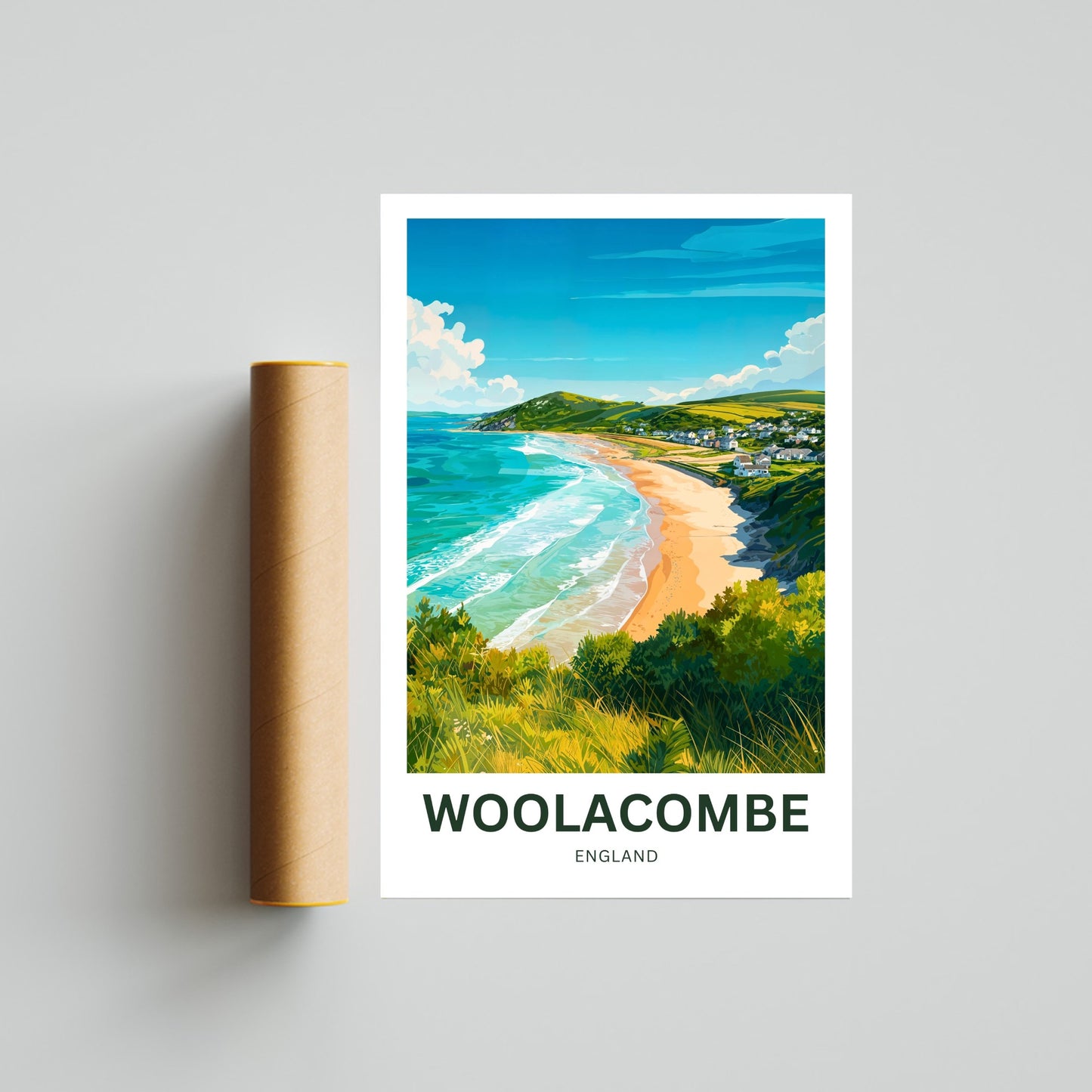 Woolacombe Travel Poster - Charming Seaside Village