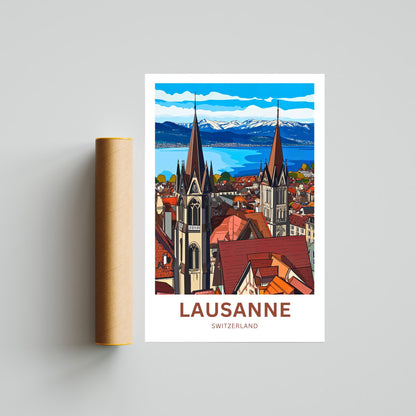 Lausanne Travel Poster- Heart of the Riviera Vaudoise