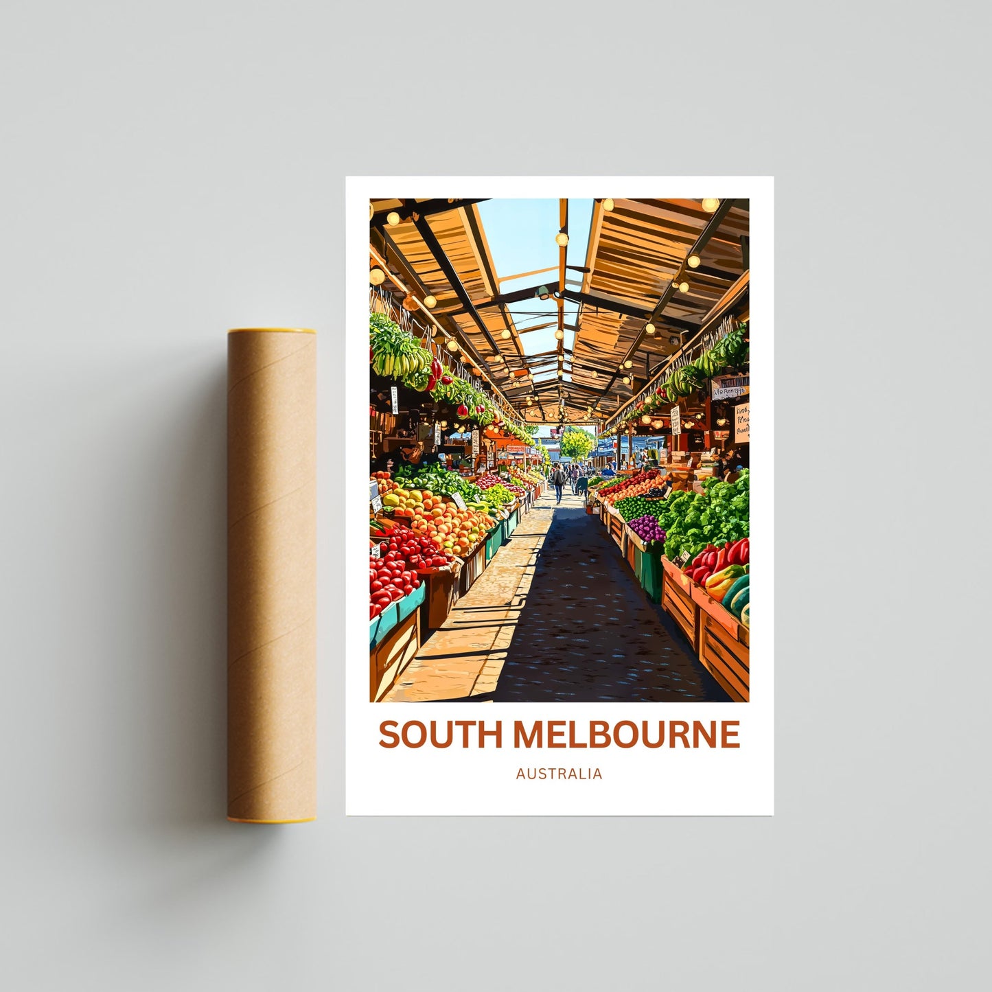 South Melbourne Market Travel Poster  - The Heartbeat of Melbourne