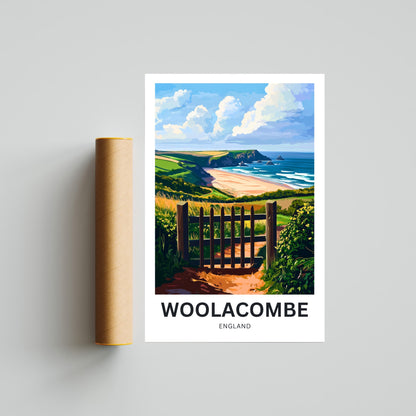 Woolacombe Travel Poster - Sunlit Coastline