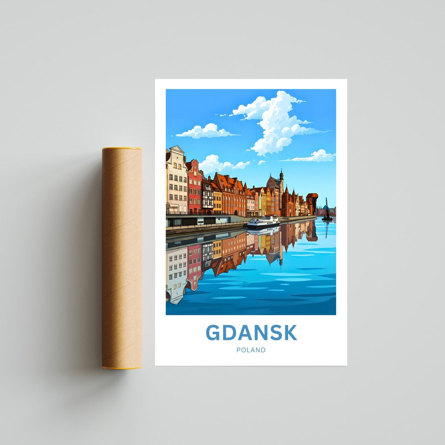 Gdańsk  Travel Poster - Riverside History