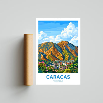Caracas Travel Poster - Venenzuela Mountain View