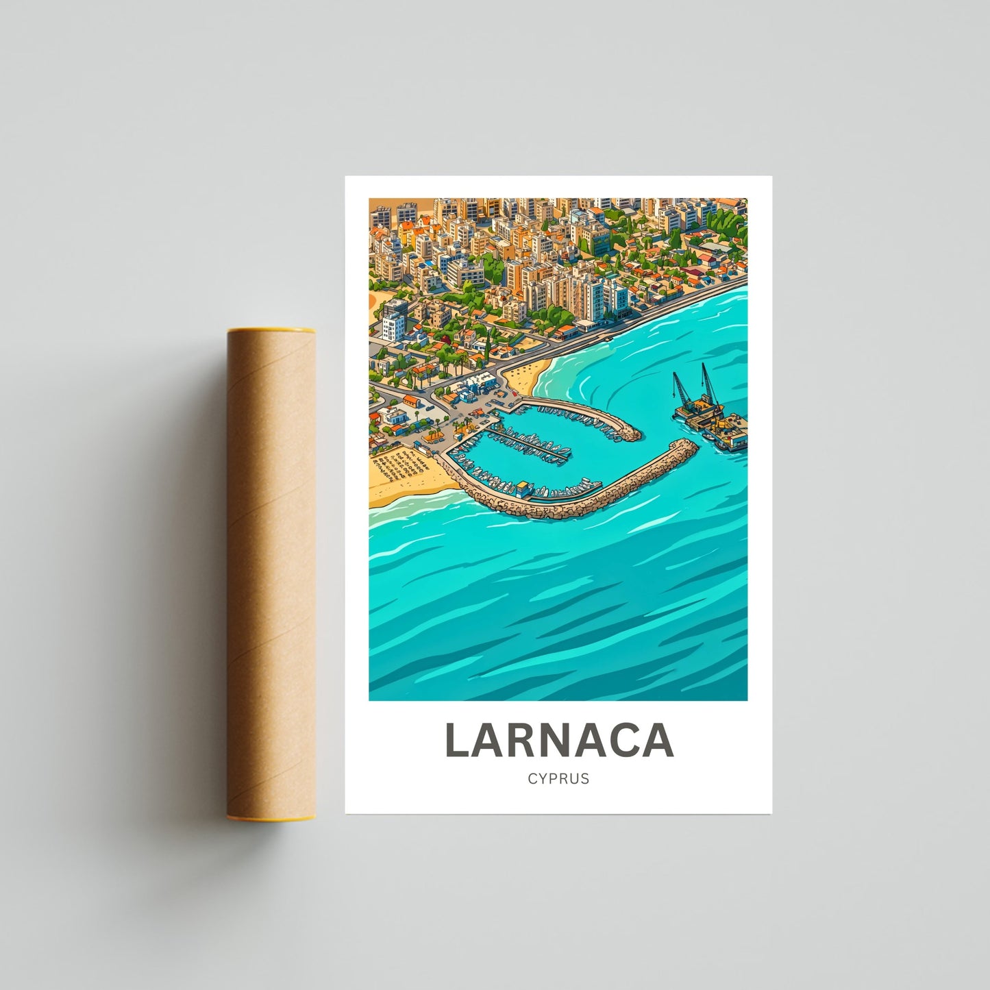 Larnaca Travel Poster - Cyprus Waterfront