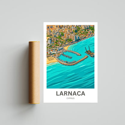 Larnaca Travel Poster - Cyprus Waterfront