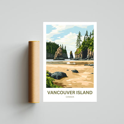 Vancouver Island Travel Poster - Among Giants and Waves