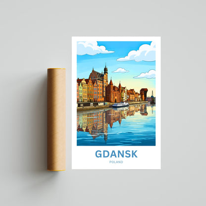 Gdańsk  Travel Poster - Ship on the Motława