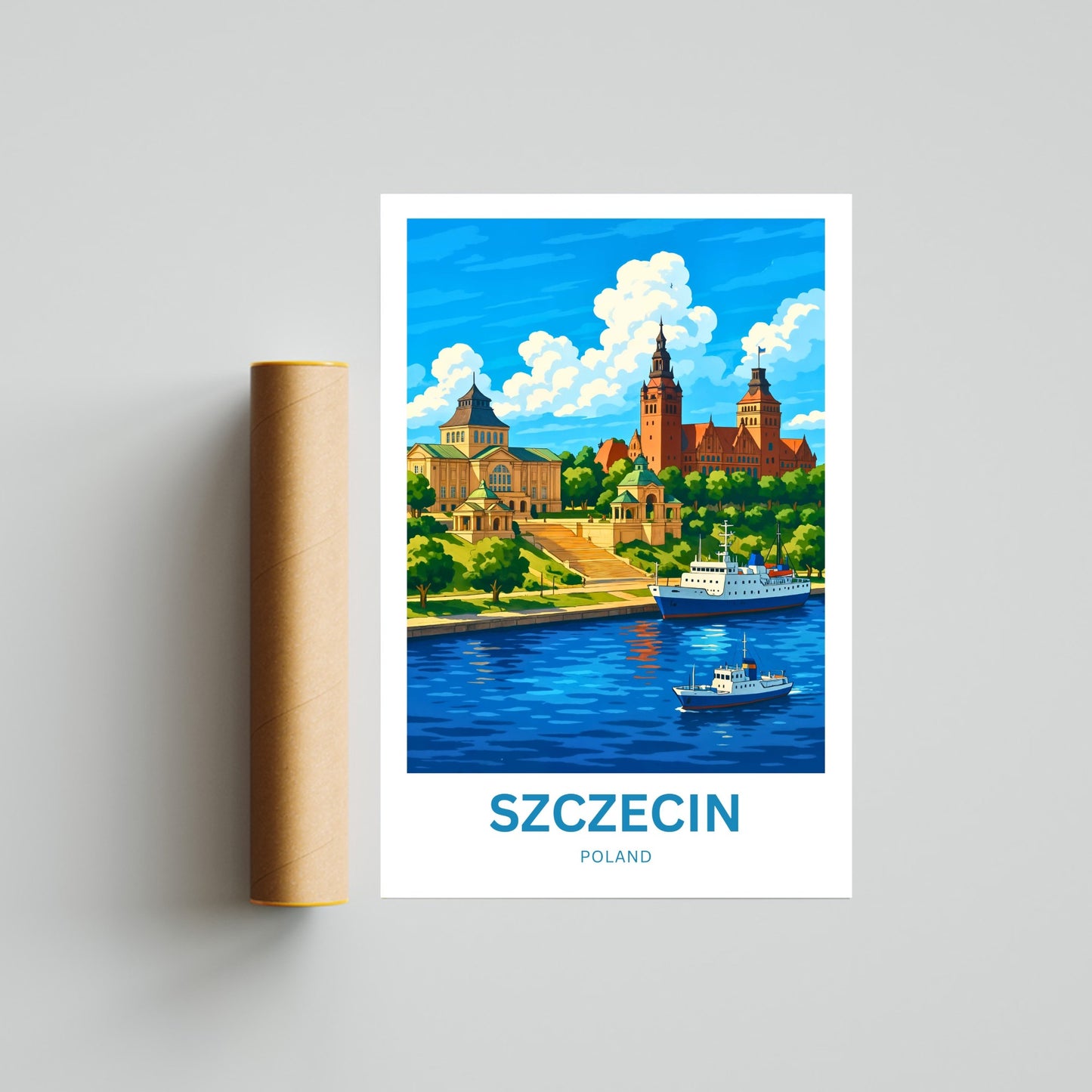 Szczecin Travel Poster -  Where the River Meets the City