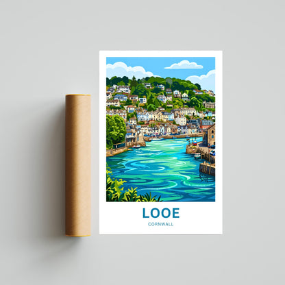 Looe, Cornwall Travel Poster - Seaside Calm