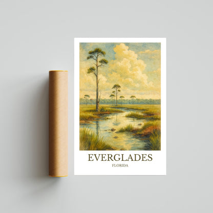 Everglades, Watercolor design poster, Florida Print, Everglades Wall Art