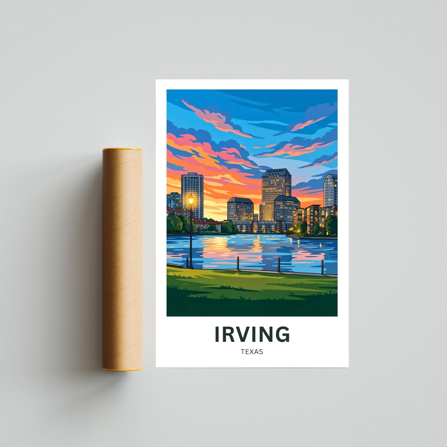 Las Colinas Irving, Texas Travel Poster - Skyline