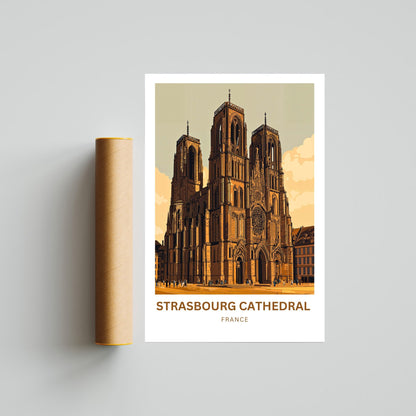 Strasbourg Cathedral Travel Poster - Historical Church of France