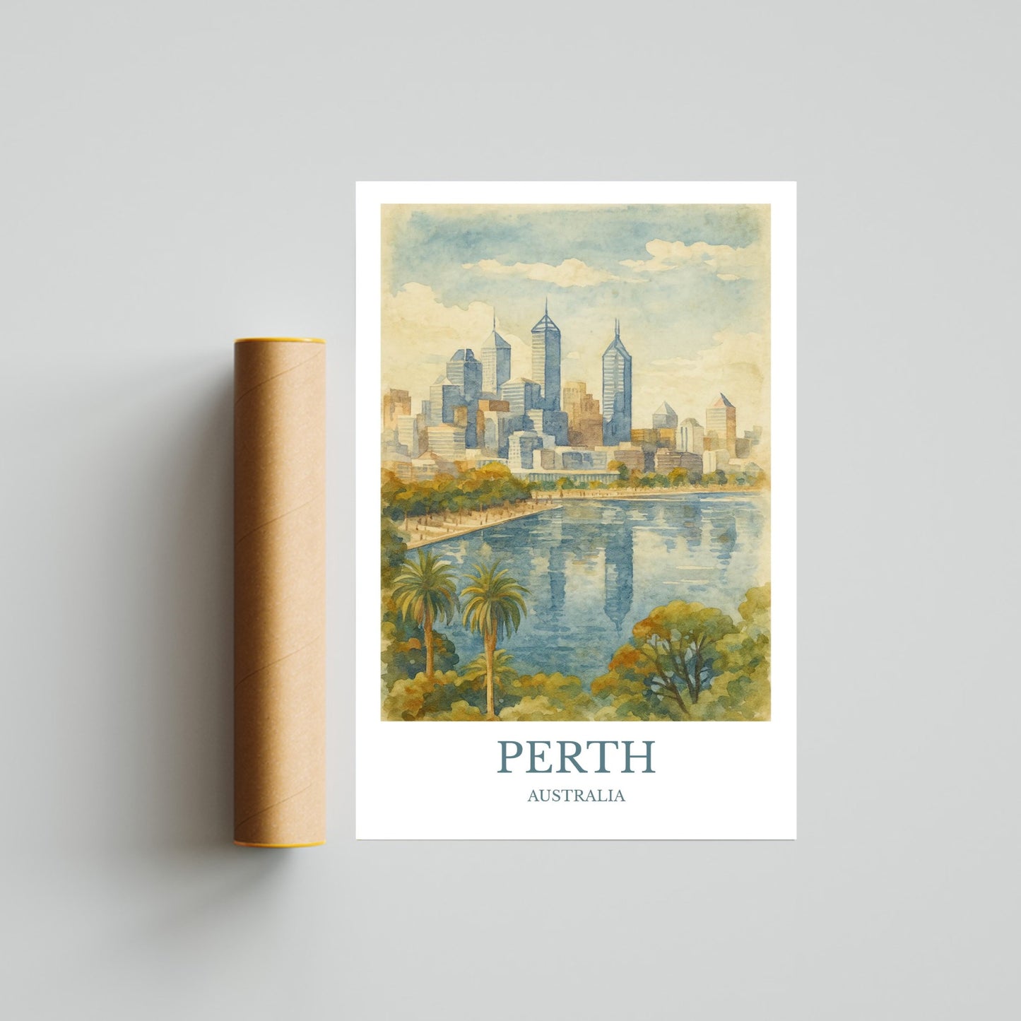 Perth, Watercolor design poster, Australia Print, Perth Wall Art