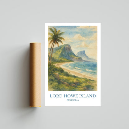 Lord Howe Island, Watercolor design poster, Australia Print, Lord Howe Island Wall Art
