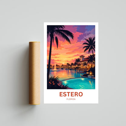 Estero Travel Poster - Sunset & Reflections
