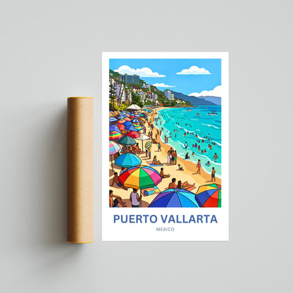 Puerto Vallarta  Travel Poster - Mexico Beach Life