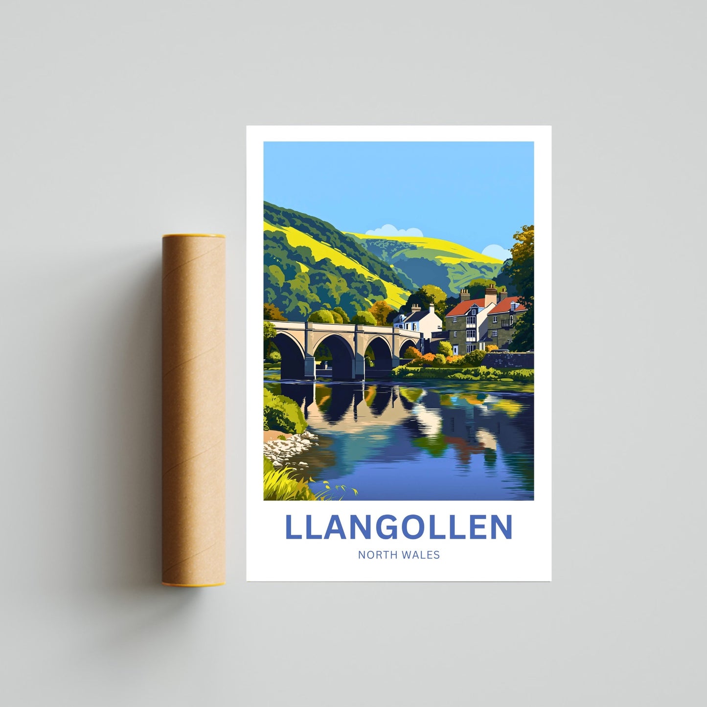 Llangollen Travel Poster - The Heart of North Wales