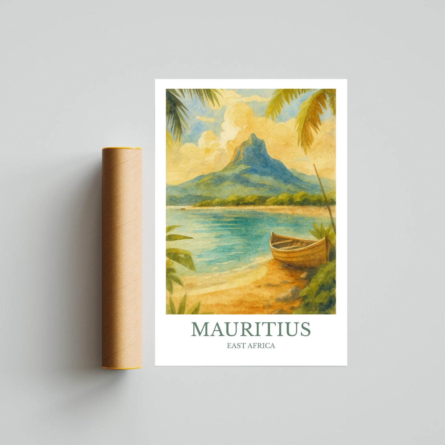 Mauritius, Watercolor design poster, East Africa Print, Mauritius Wall Art