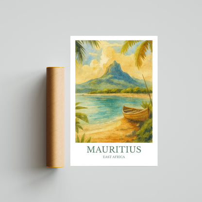 Mauritius, Watercolor design poster, East Africa Print, Mauritius Wall Art