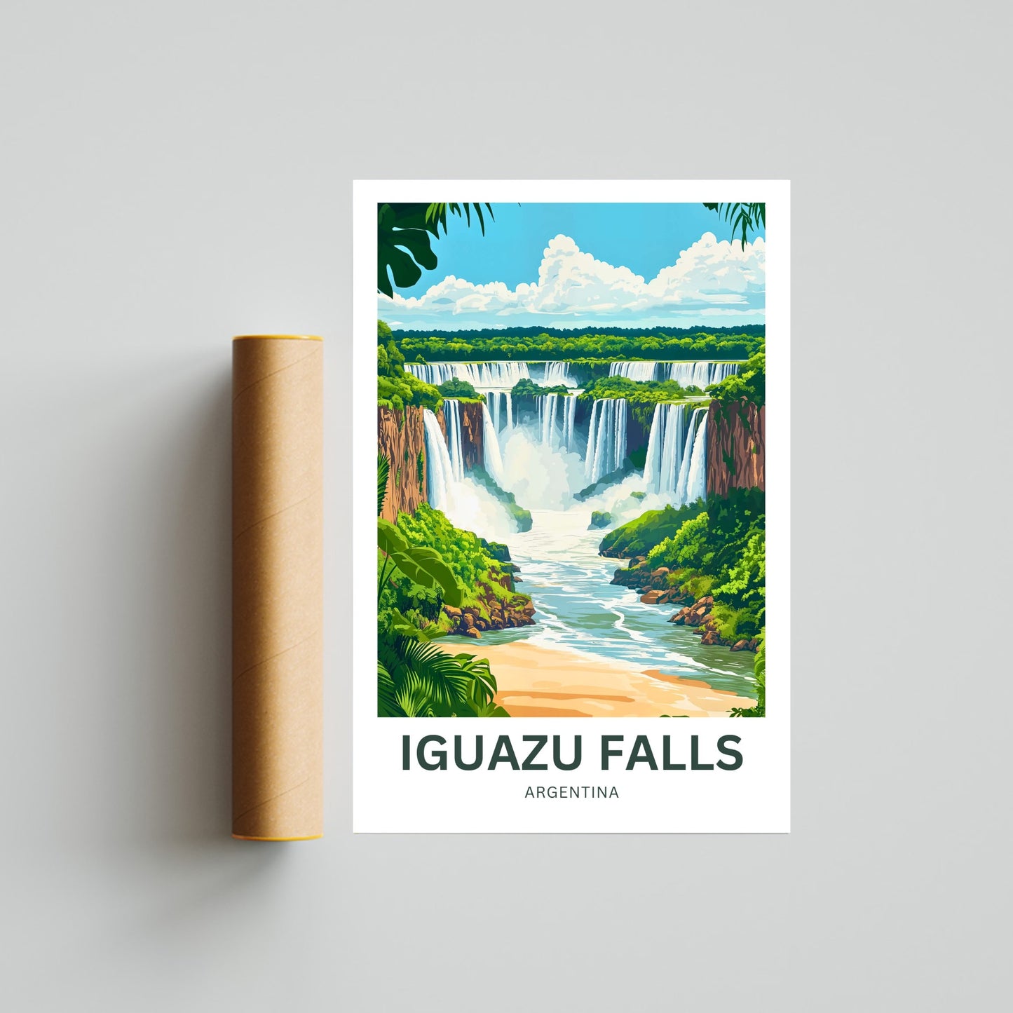 Iguazu Falls Travel Poster - Argentina and Brazil Wonders