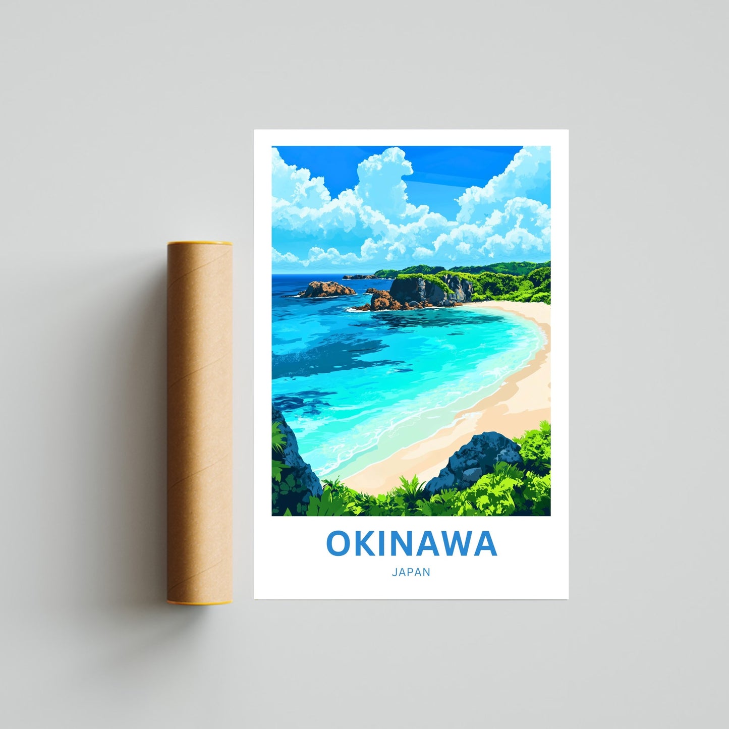 Okinawa Beach Travel Poster  - Where Sea Meets Sky