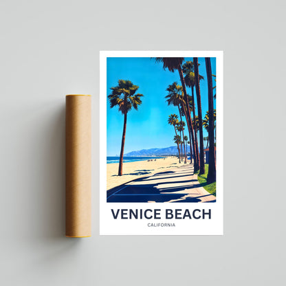 Venice Beach Travel Poster - Sun-kissed shores and vibrant boardwalk energy