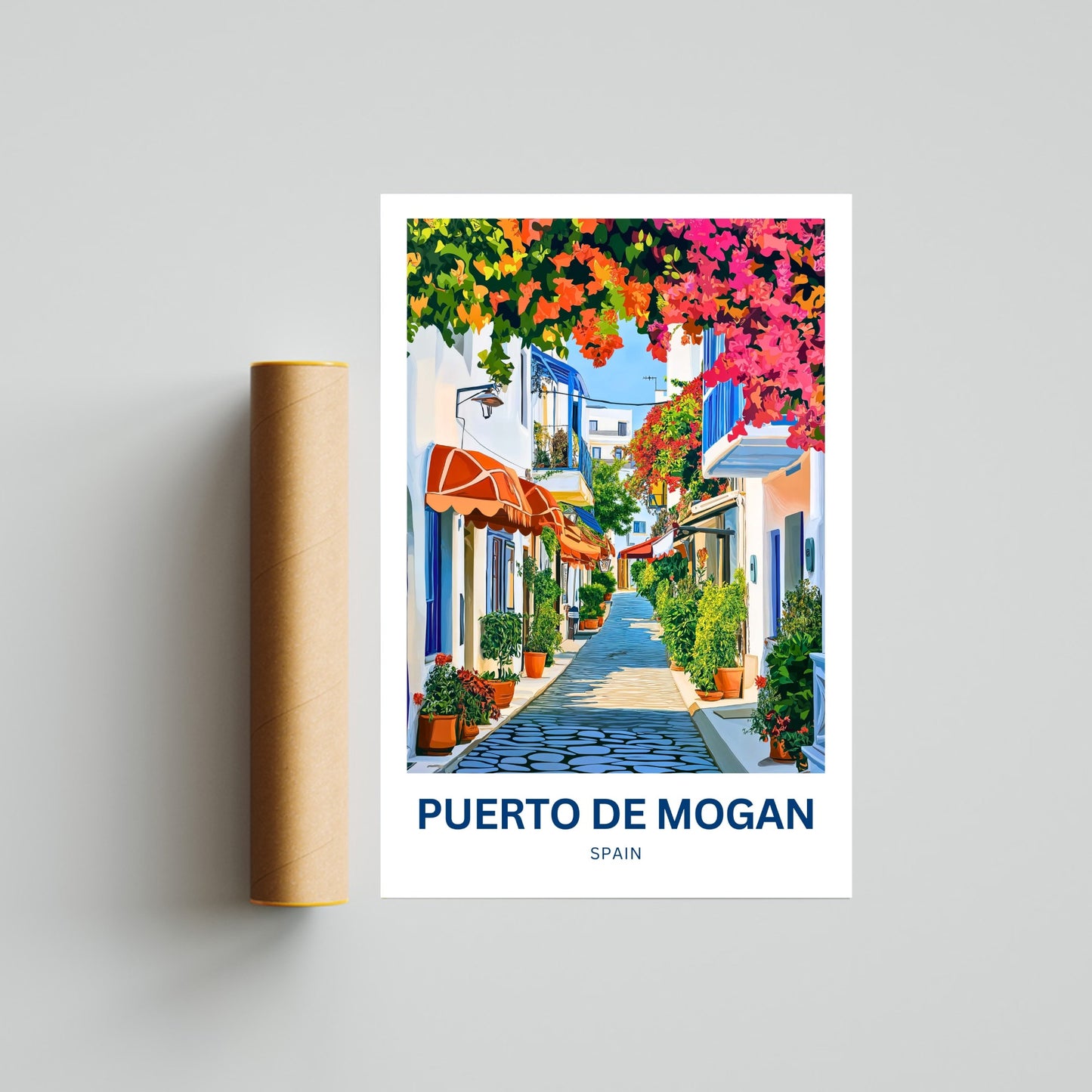 Puerto de Mogán Travel Poster - Sunshine & Bougainvillea
