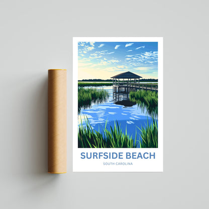 Surfside Beach Travel Poster -   South Carolina’s Hidden Gem