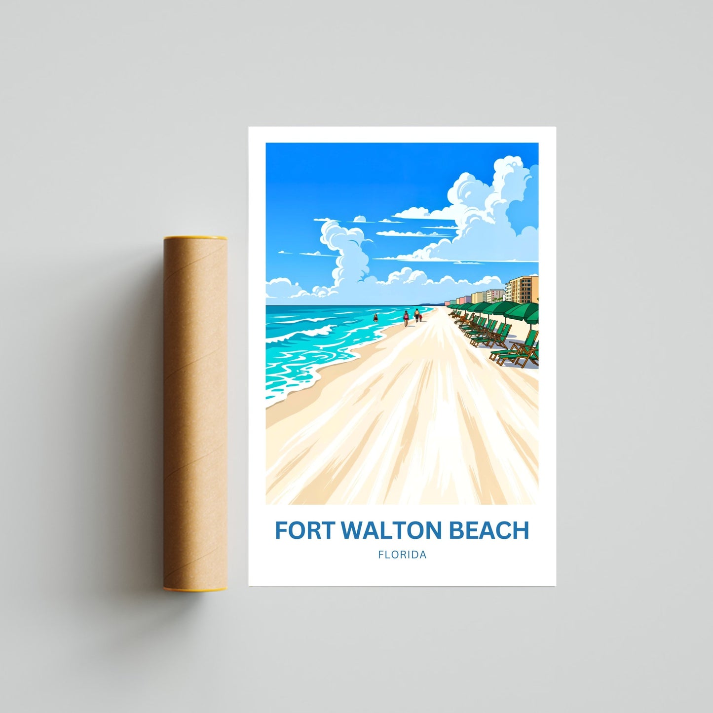 Fort Walton Beach Travel Poster- Relaxing Beach Staycation