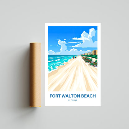Fort Walton Beach Travel Poster- Relaxing Beach Staycation