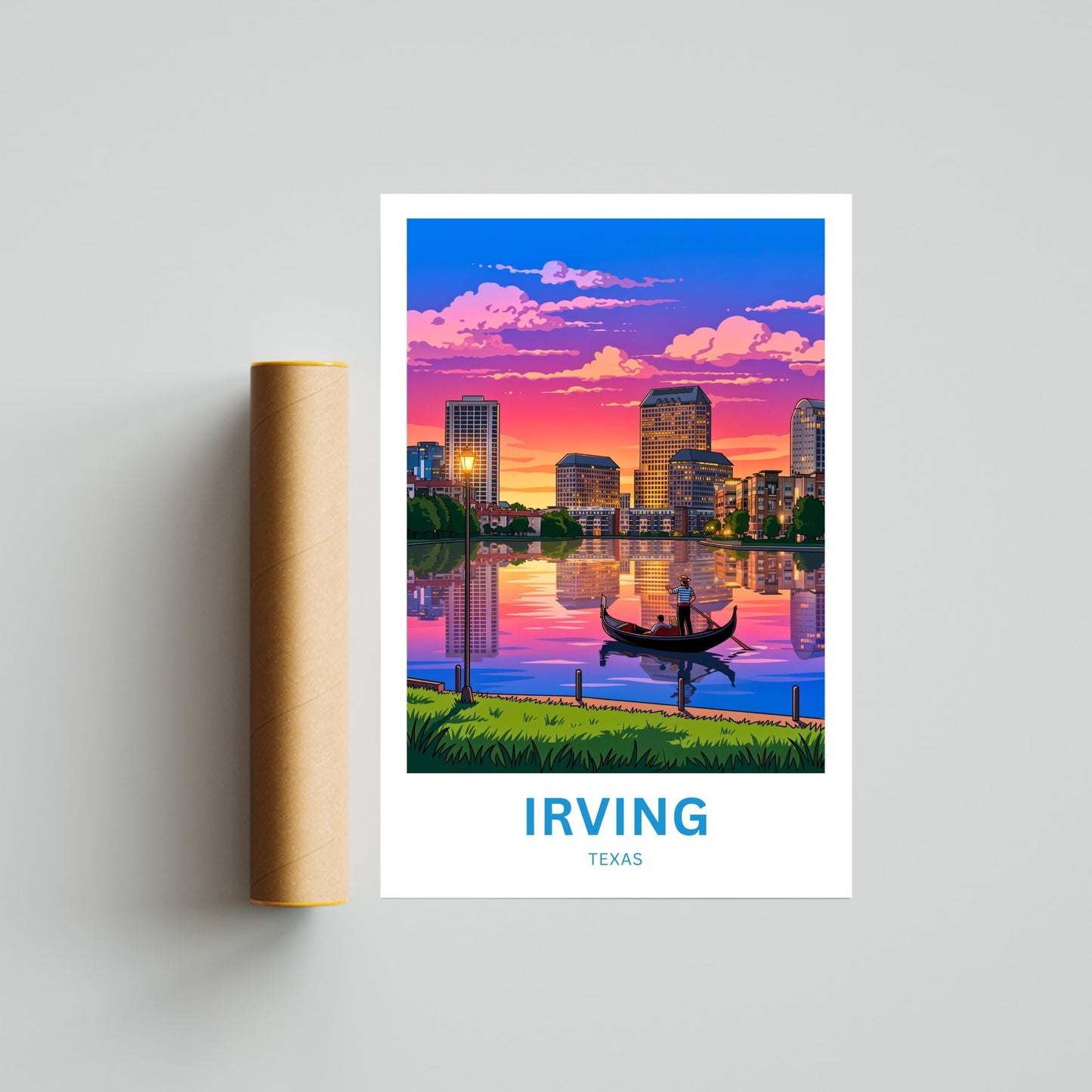 Las Colinas Irving, Texas Travel Poster - Captivating Evening Venetian