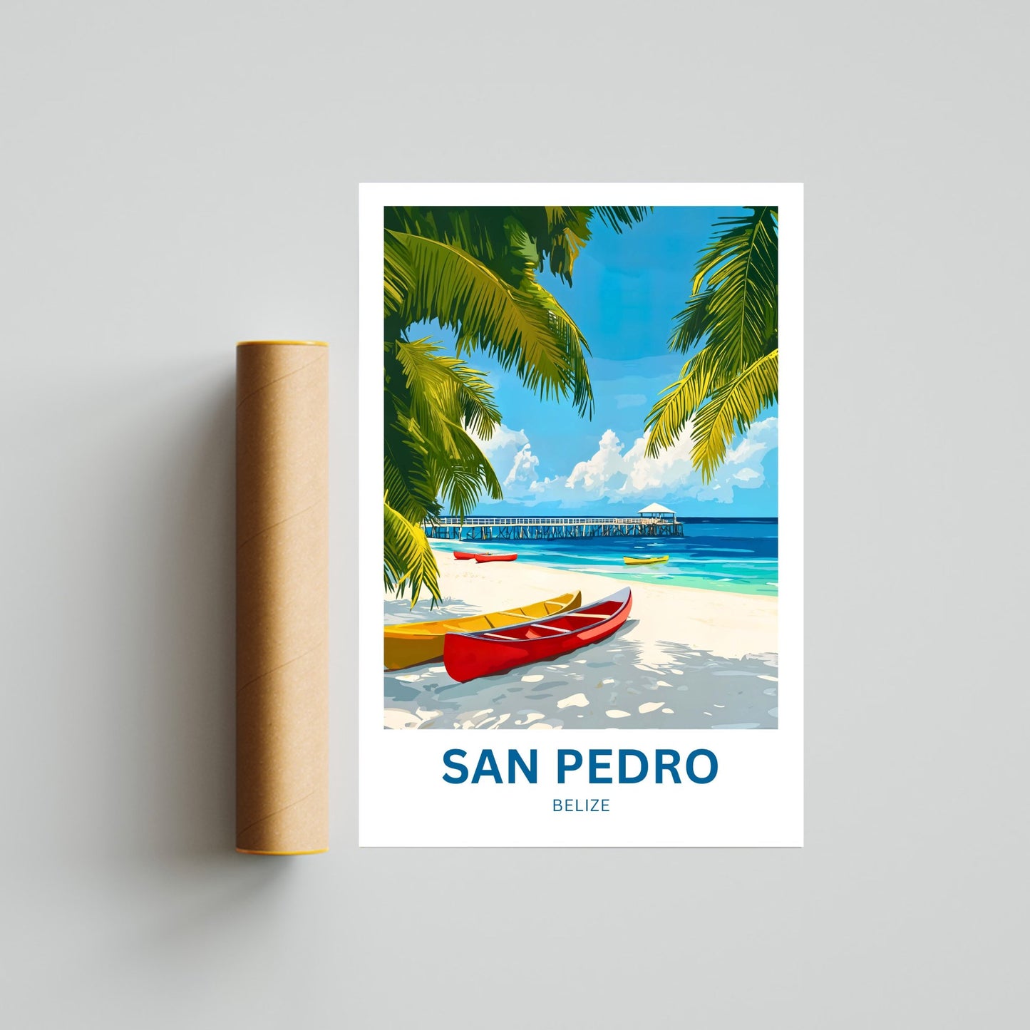 San Pedro Travel Poster - Captivating Tropical Beach of Belize
