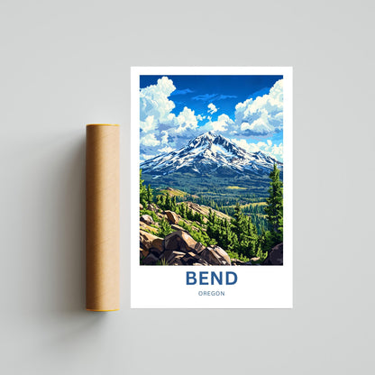 Bend Travel Poster - Breathtaking Majestic Mountains in Oregon