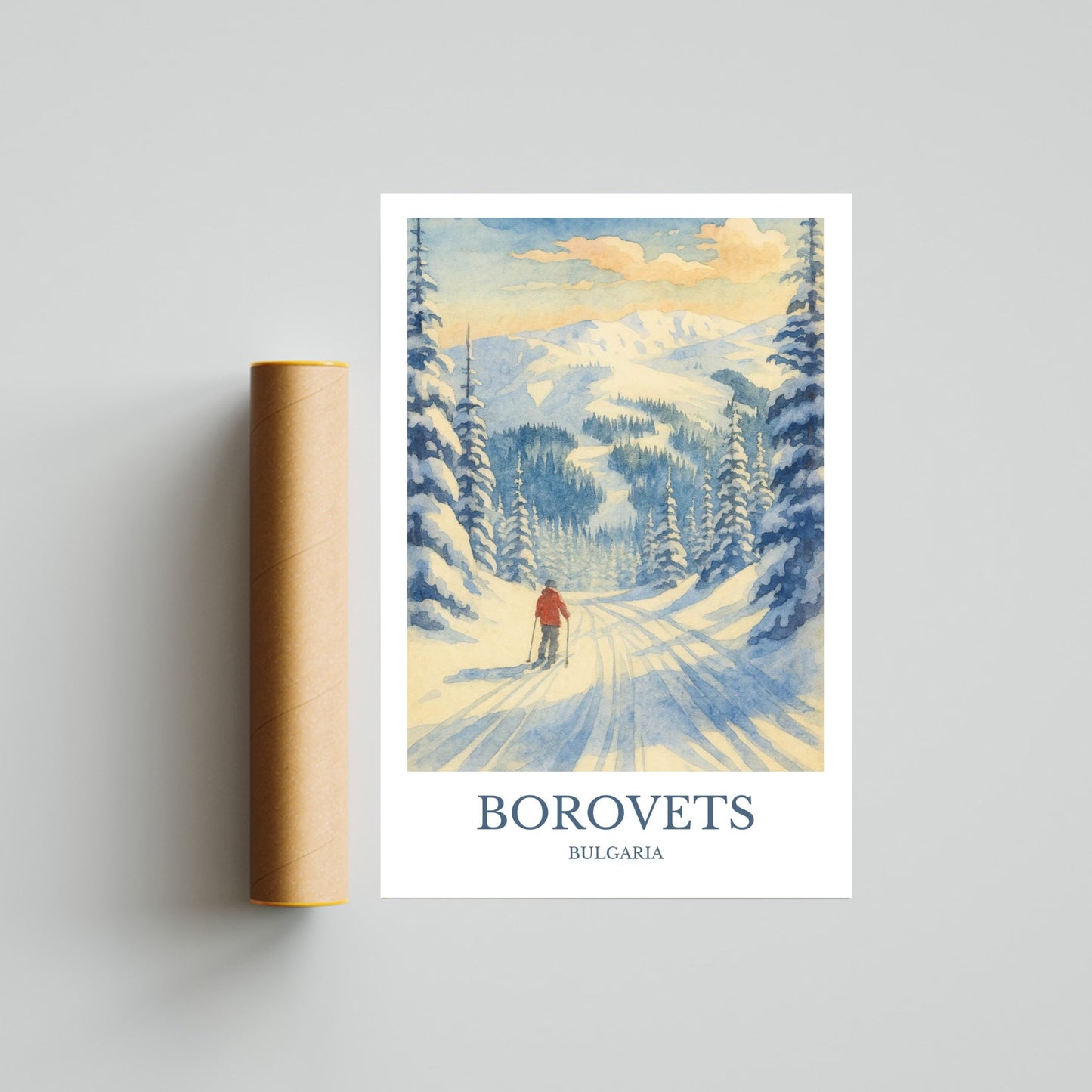 Borovets, Watercolor design poster, Bulgaria Print, Borovets Wall Art