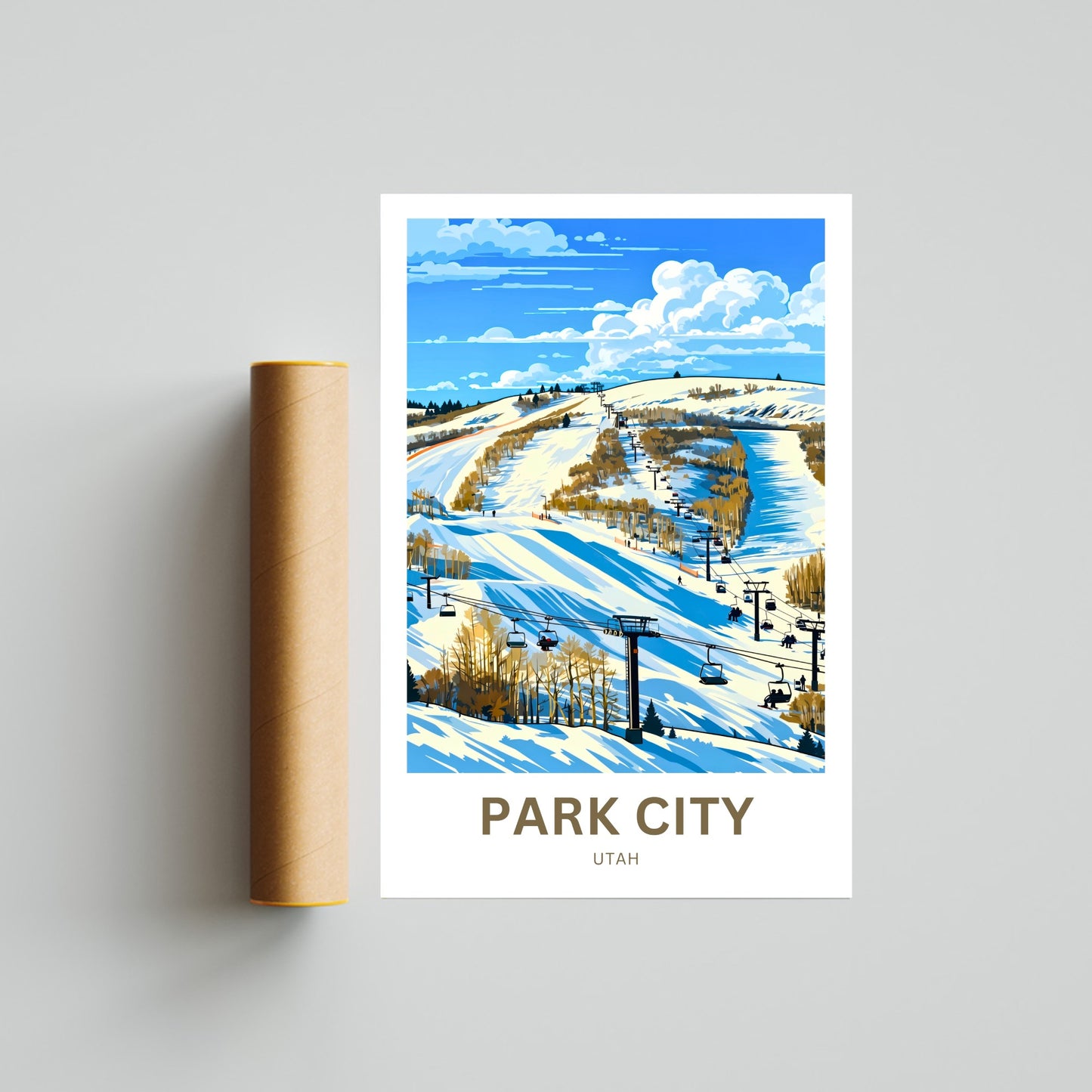 Park City Travel Poster - Mountain Fun Ski Slopes