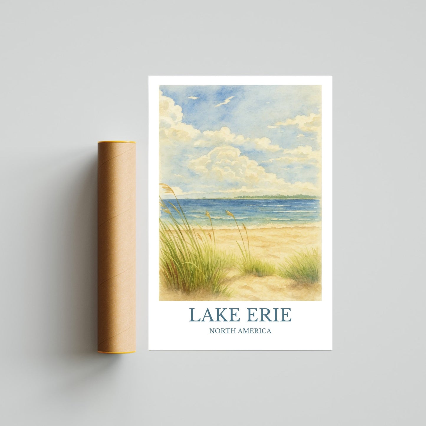 Lake Erie, Watercolor design poster, North America Print, Lake Erie Wall Art