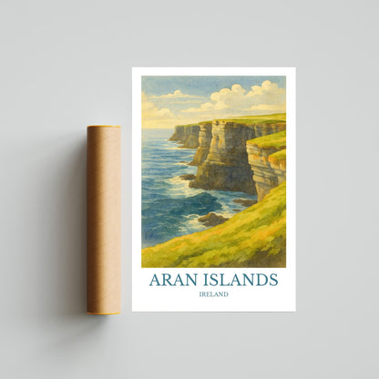 Aran Islands, Watercolor design poster, Ireland Print, Aran Islands Wall Art
