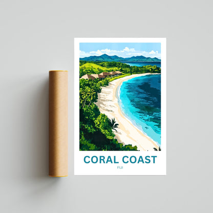 Coral Coast, Fiji Travel Poster - Where the Ocean Smiles