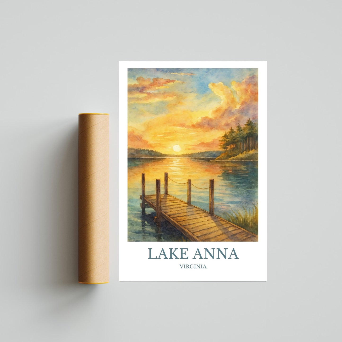 Lake Anna, Watercolor design poster, Virginia Print, Lake Anna Wall Art