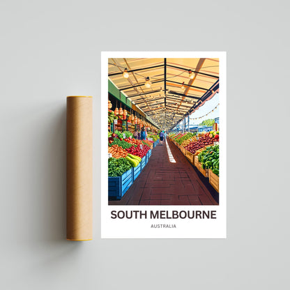 South Melbourne Market Travel Poster  - Historic Market Charm