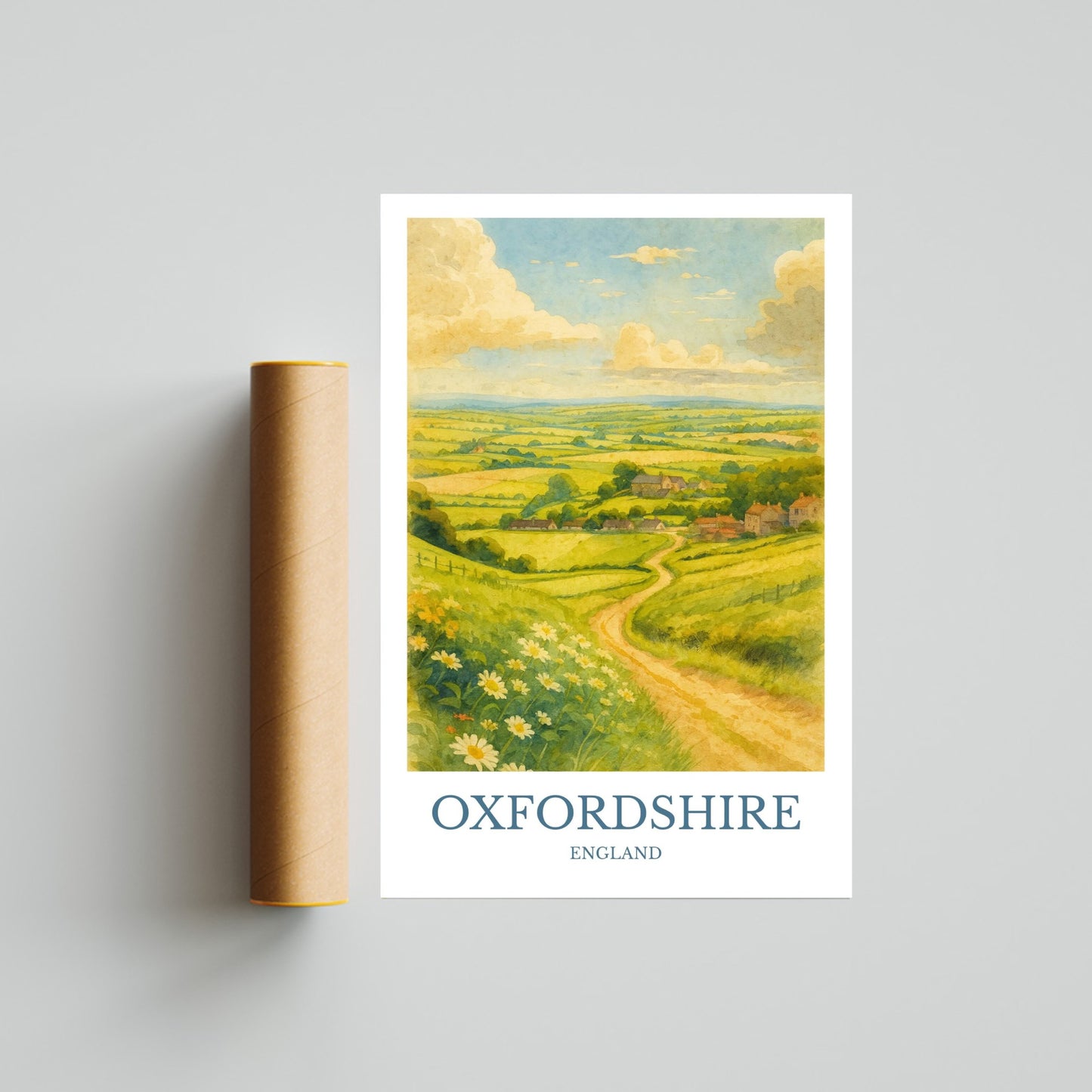 Oxfordshire, Watercolor design poster, England Print, Oxfordshire Wall Art