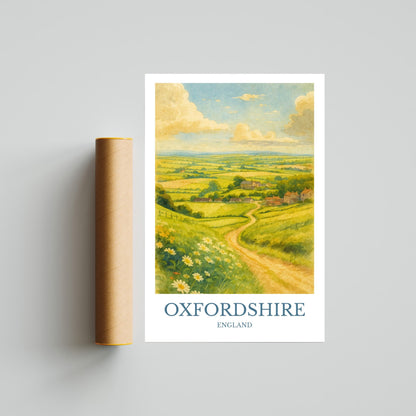 Oxfordshire, Watercolor design poster, England Print, Oxfordshire Wall Art
