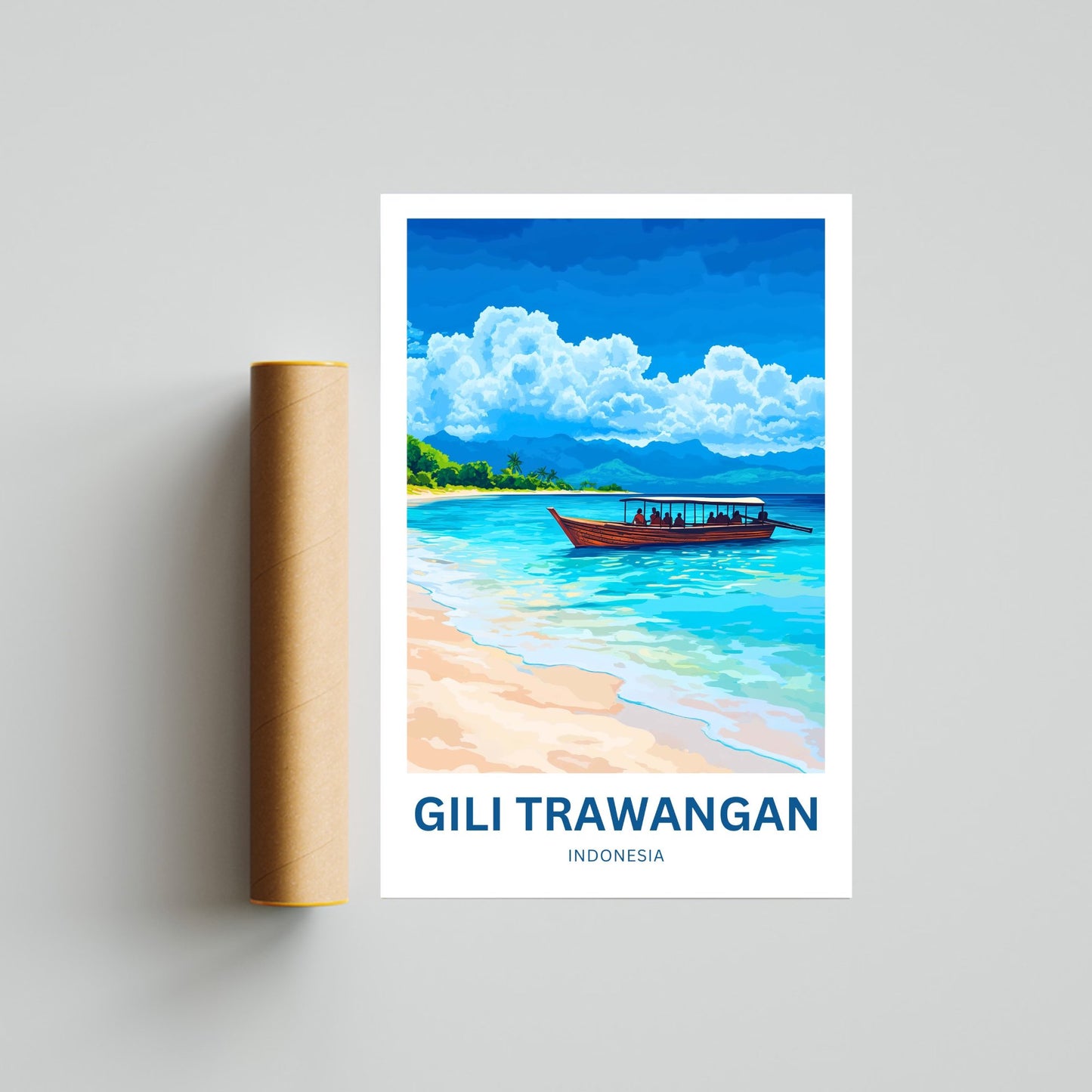 Gili Trawangan Travel Poster- Travel through Indonesia Beach