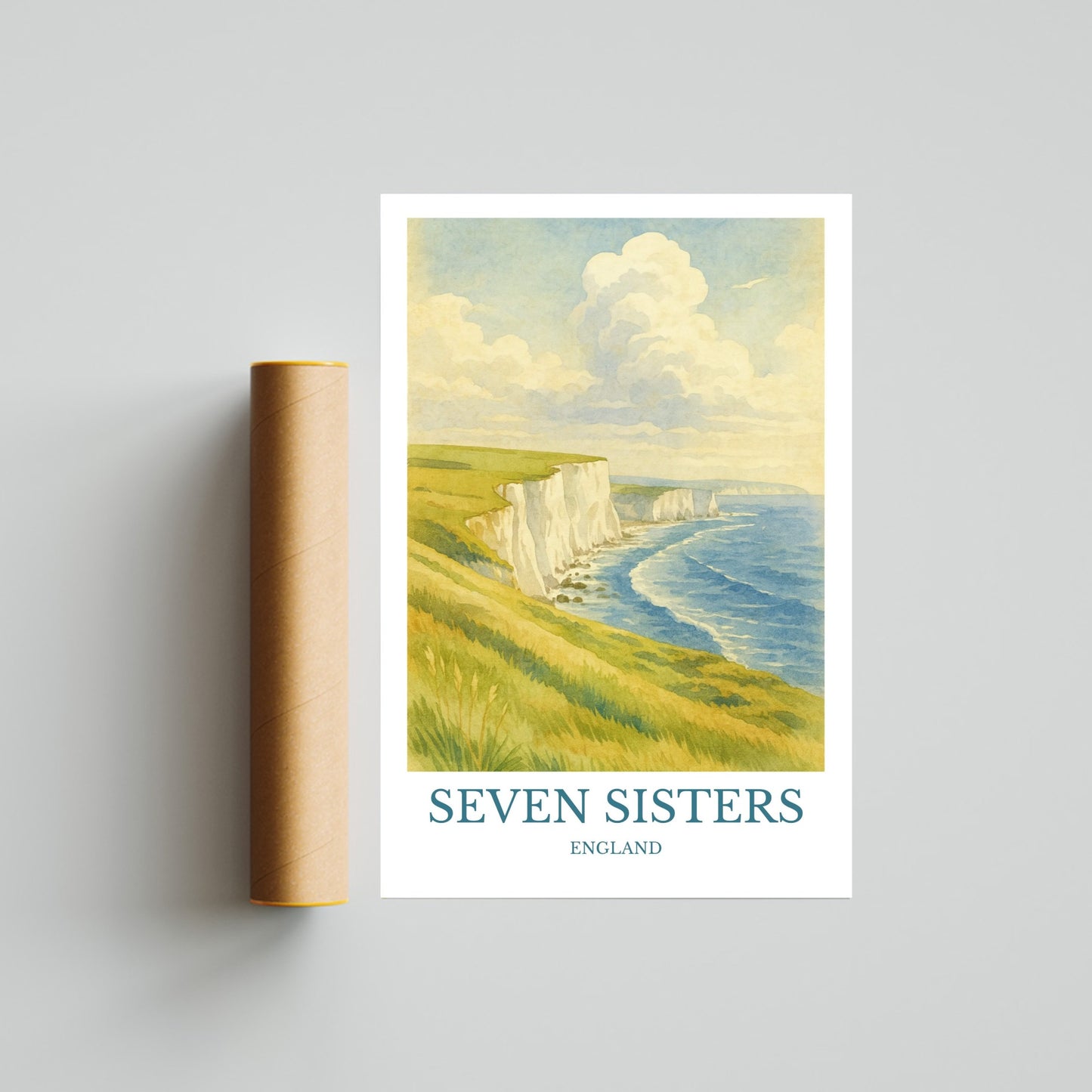 Seven Sisters, Watercolor design poster, England Print, Seven Sisters Wall Art