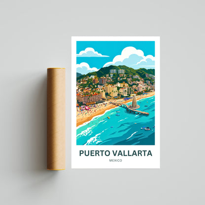 Puerto Vallarta  Travel Poster - Aerial View
