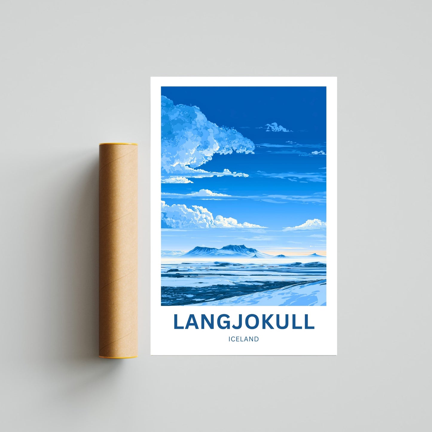 Langjökull Travel Poster - Captivating Serene Glacier