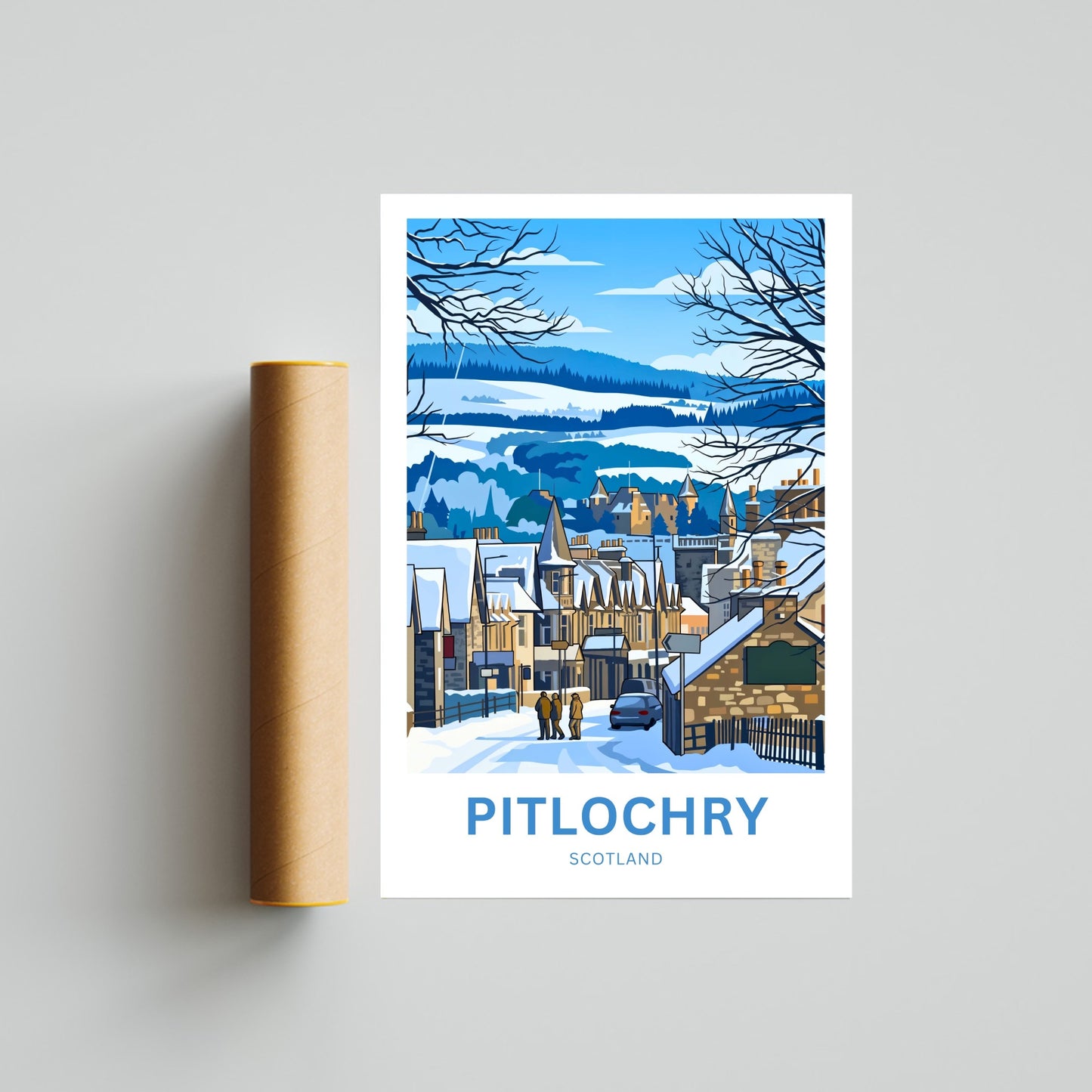 Pitlochry, Scotland Travel Poster- Timeless Street View