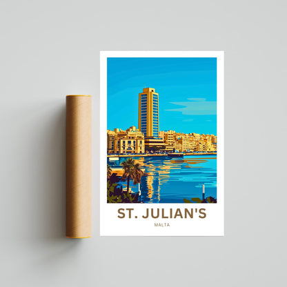 St. Julian’s Travel Poster- Malta’s Vibrant Gem