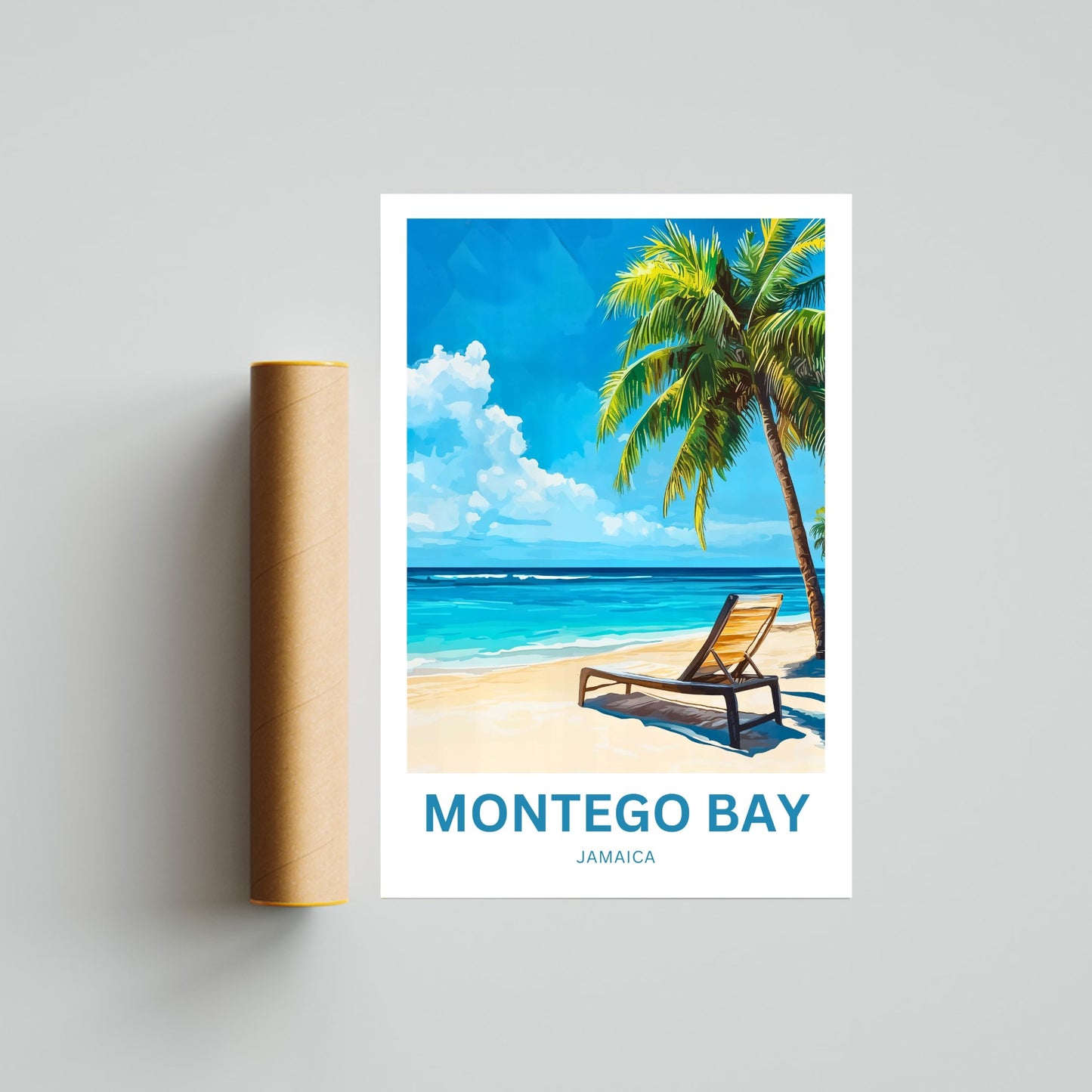 Montego Bay Travel Poster  - Relaxing and Refreshing Jamaican Beach